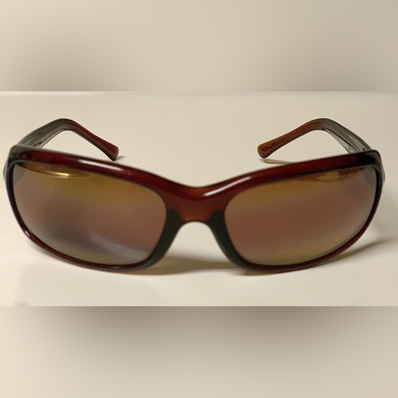 1990s Vintage Unisex Adult MAUI JIM Polished Sepia Brown Sunglasses w/ Zip Case - Picture 14 of 16